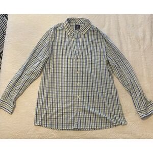 johnnie-O Men's XL Prep-Formance Blue Green Plaid Button-Down Shirt Long Sleeve
